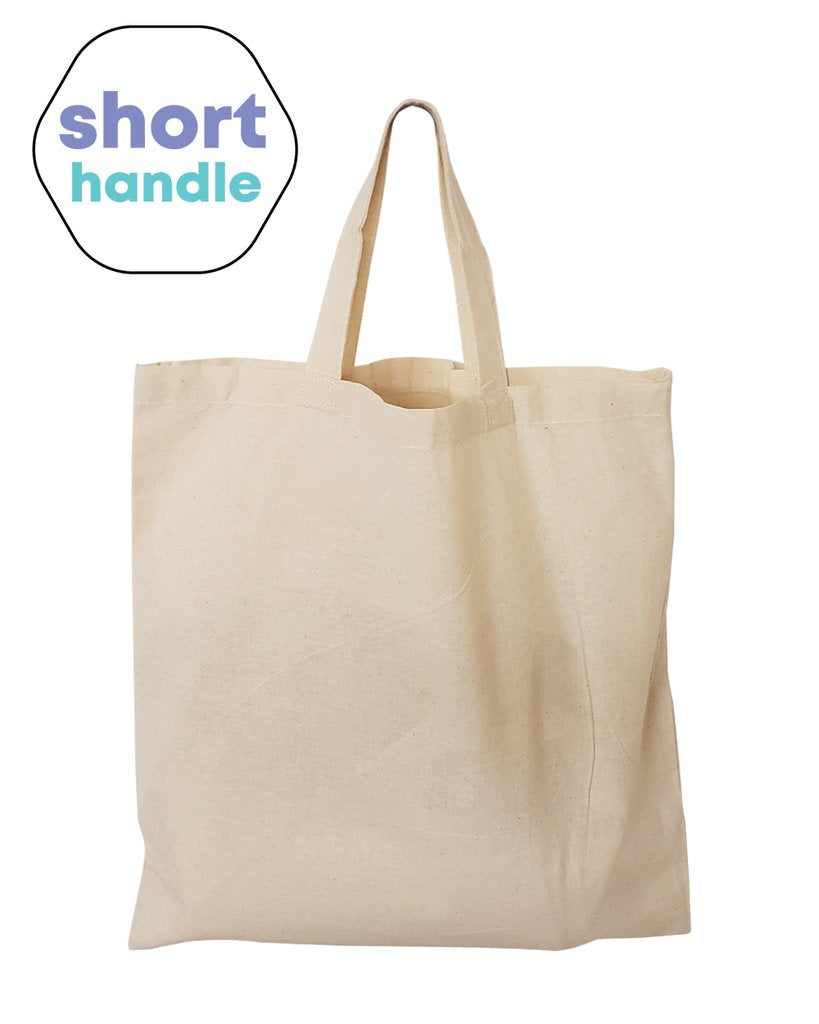 15" Short Handle 100% Cotton Tote Bags / Document Holder Totes