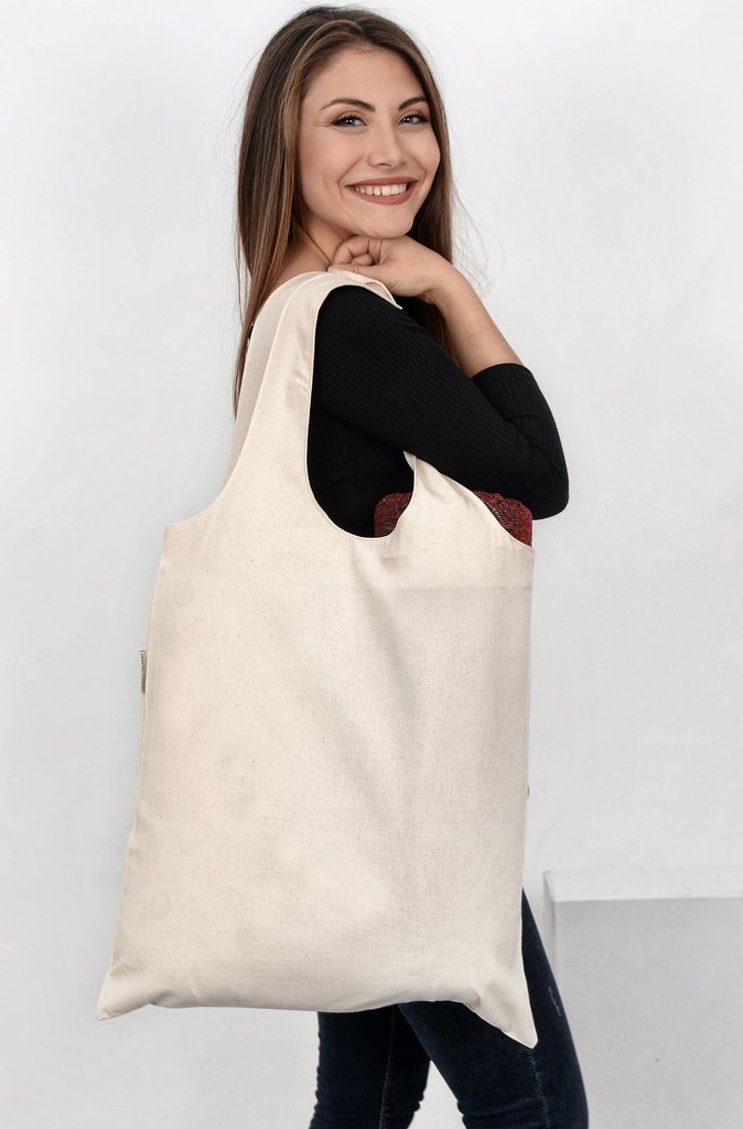 Large 100% Soft Cotton Stow-N-Go Tote Bag