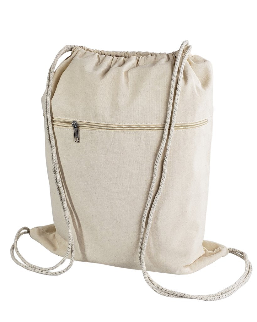 Zippered Cotton Canvas Drawstring Bag Backpack (By Piece)