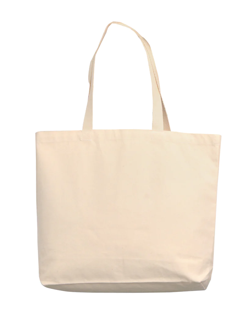 18" Large Organic Canvas Shopper Tote Bags with Bottom Gusset - By Piece