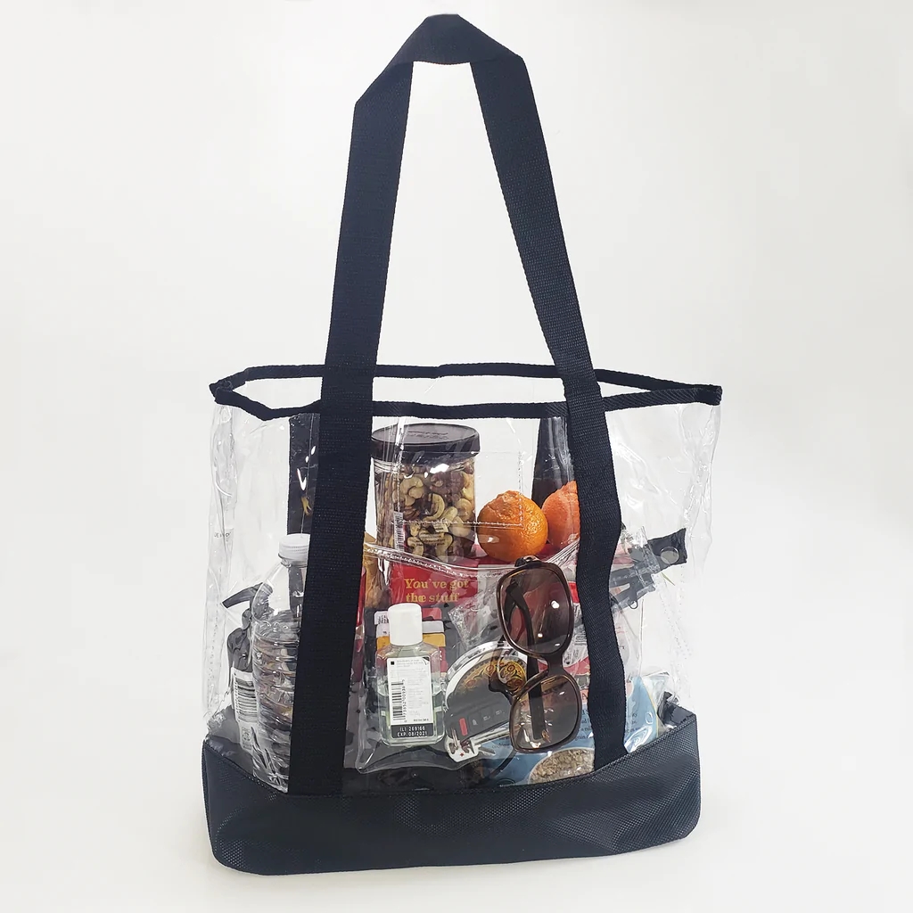 Transparent Clear Grocery Large Tote Bag with Clear Zippered Pouch (By Piece)