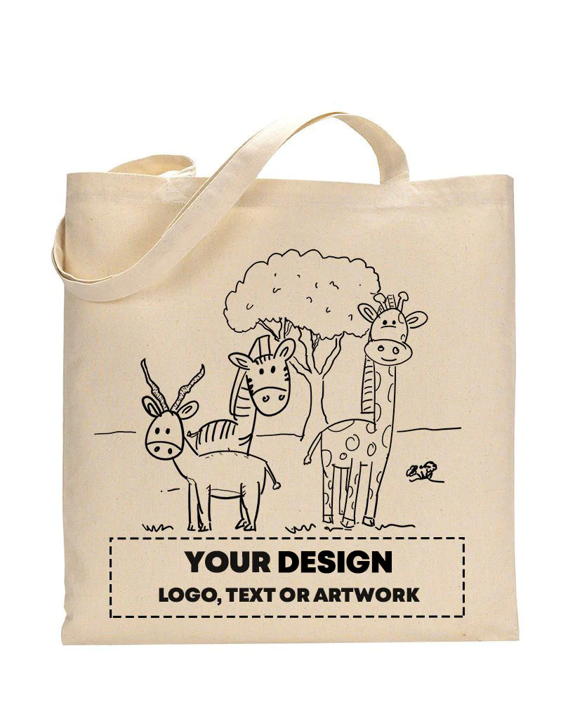 Black Color Lawn Tote Bag (Advance Level) - Coloring-Painting Bags for Kids