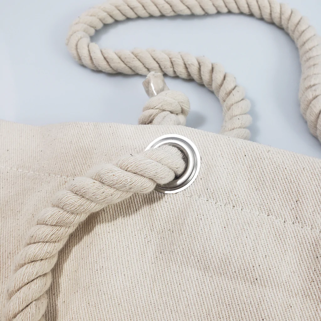 Canvas Beach Tote Bag with Fancy Rope Handles