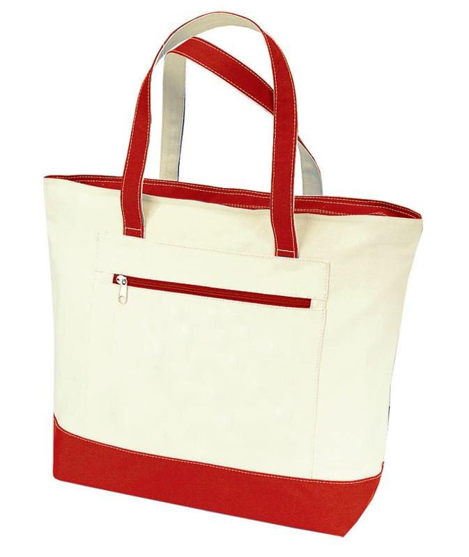 Heavy Canvas Zippered Shopping Tote Bags (By Piece)