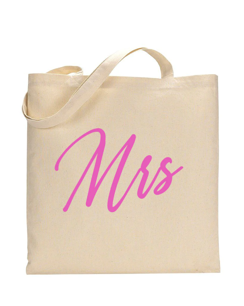 Pink Color Mrs Tote Bag - Bridal-Wedding Tote Bags