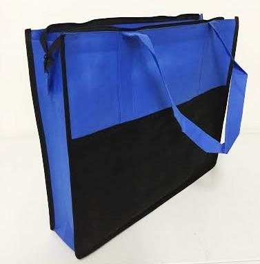 Two Tone Polypropylene Large Zippered Tote Bag