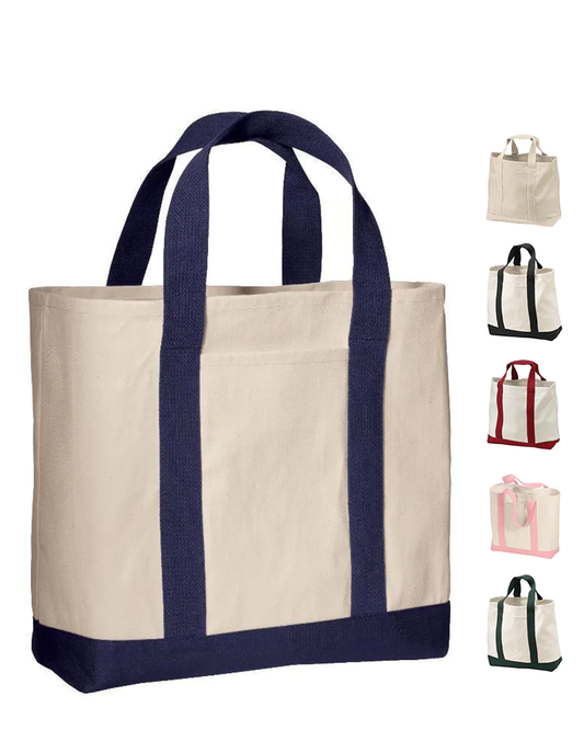 Heavy Canvas Twill Two Tone Shopping Tote Bag - By Piece
