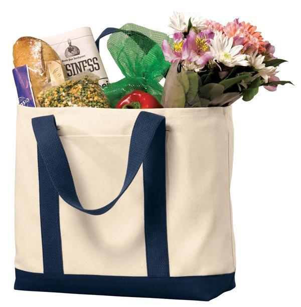 Heavy Canvas Twill Two Tone Shopping Tote Bag - By Piece