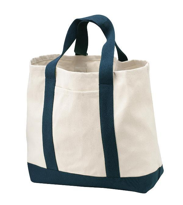 Heavy Canvas Twill Two Tone Shopping Tote Bag - By Piece