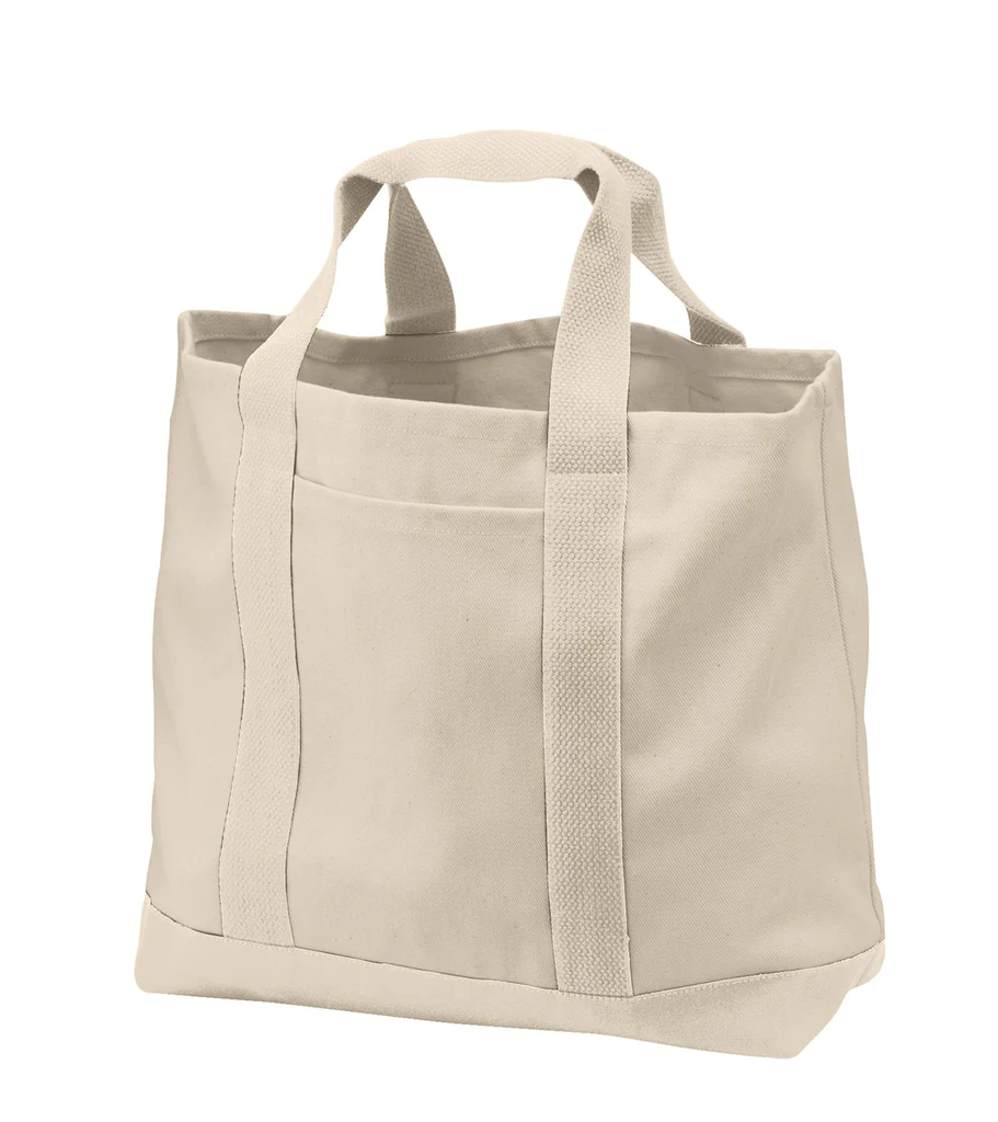 Heavy Canvas Twill Two Tone Shopping Tote Bag - By Piece