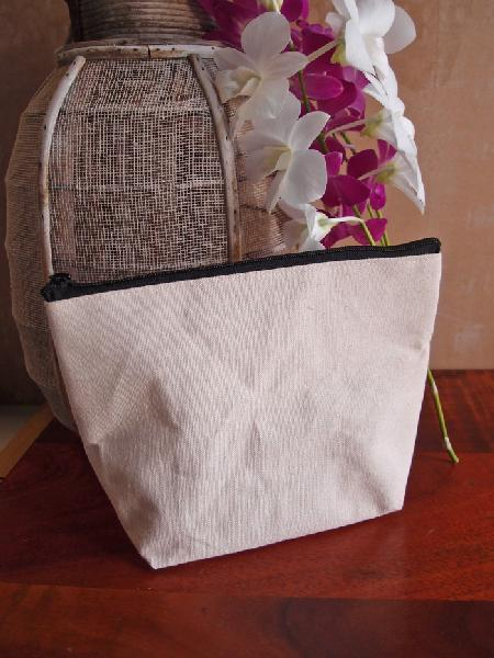 Eco Friendly Zippered Canvas Pouch Cosmetic Bag Large - By Piece
