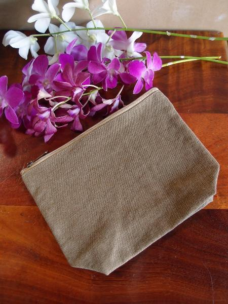 Eco Friendly Zippered Canvas Pouch Cosmetic Bag Large - By Piece