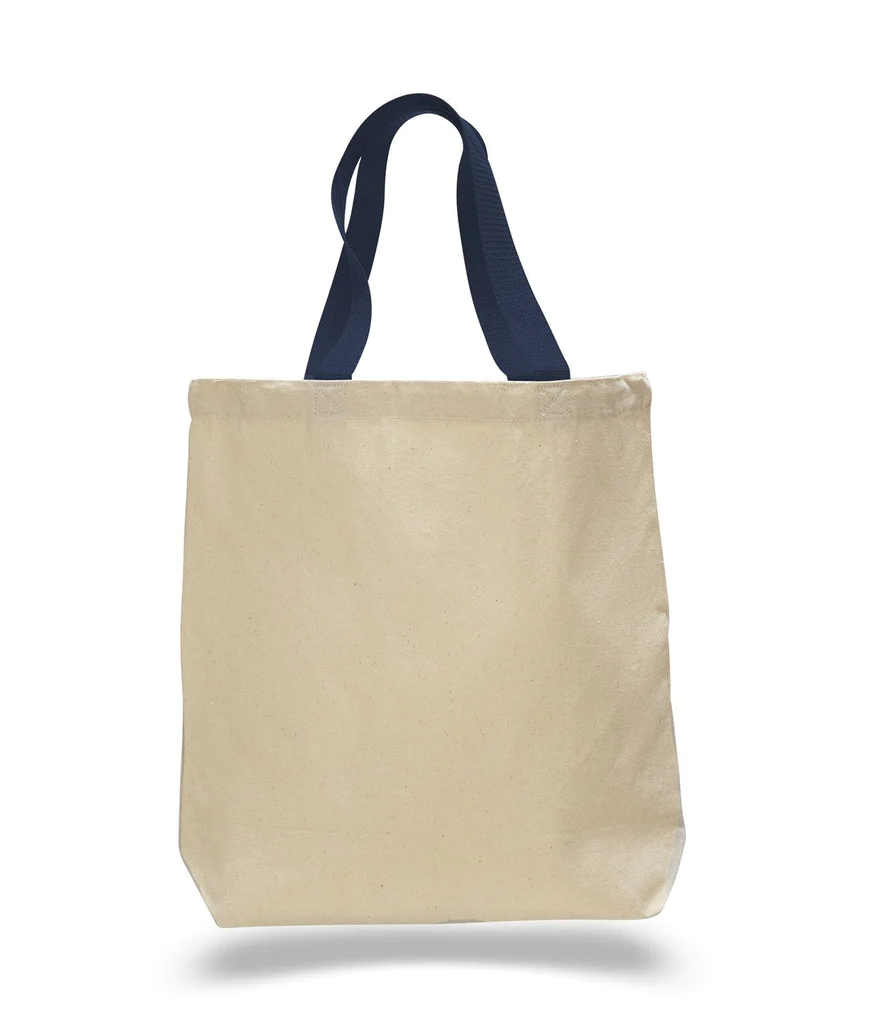 100% Cotton Canvas Tote Bags with Color Handles