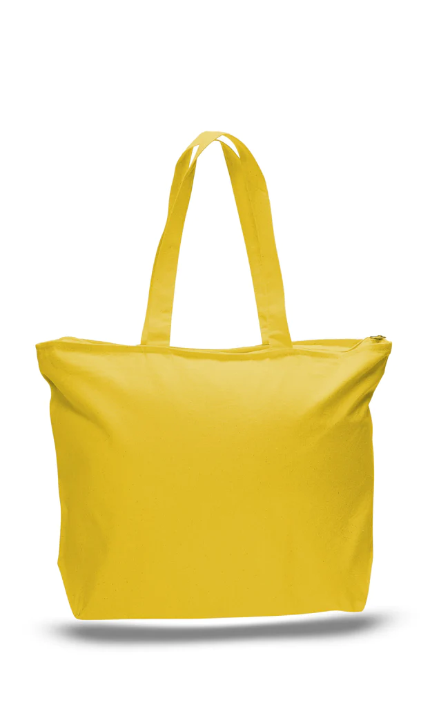 Heavy Canvas Zipper Tote Bag with Inside Zippered Pocket - By Piece