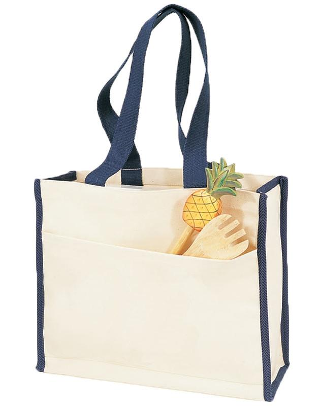 Heavy Canvas Tote Bag with Colored Trim - By Piece