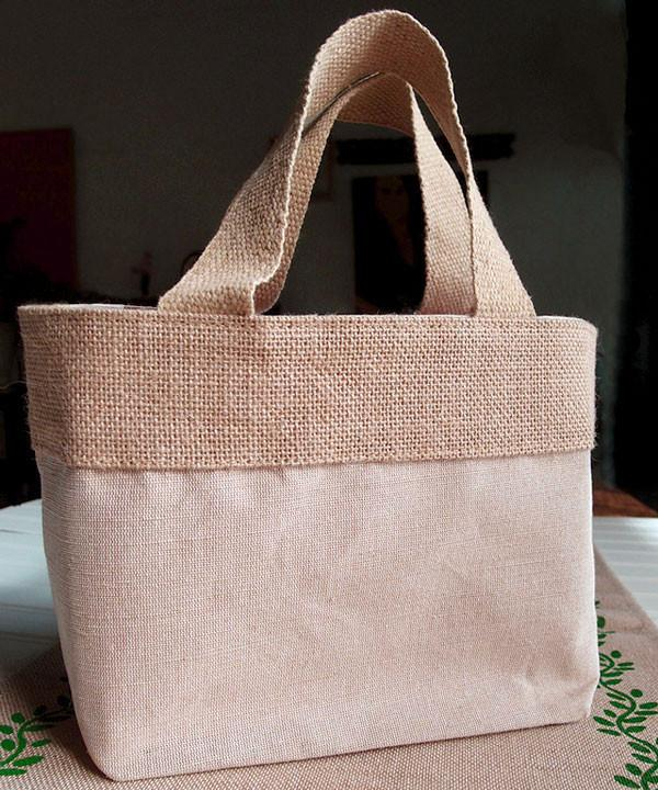 Small Fancy Burlap Bags - Jute Tote Bags (Jute & Cotton Blend) (By Piece)