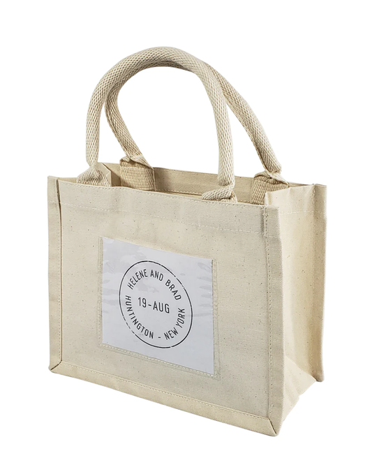 Natural Canvas Wedding Favor Tote Bags with Front Pocket