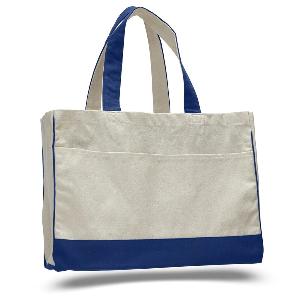 Cotton Canvas Tote Bag with Inside Zipper Pocket - By Piece