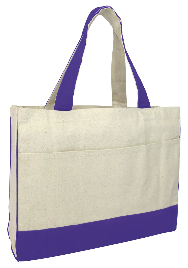 Cotton Canvas Tote Bag with Inside Zipper Pocket - By Piece