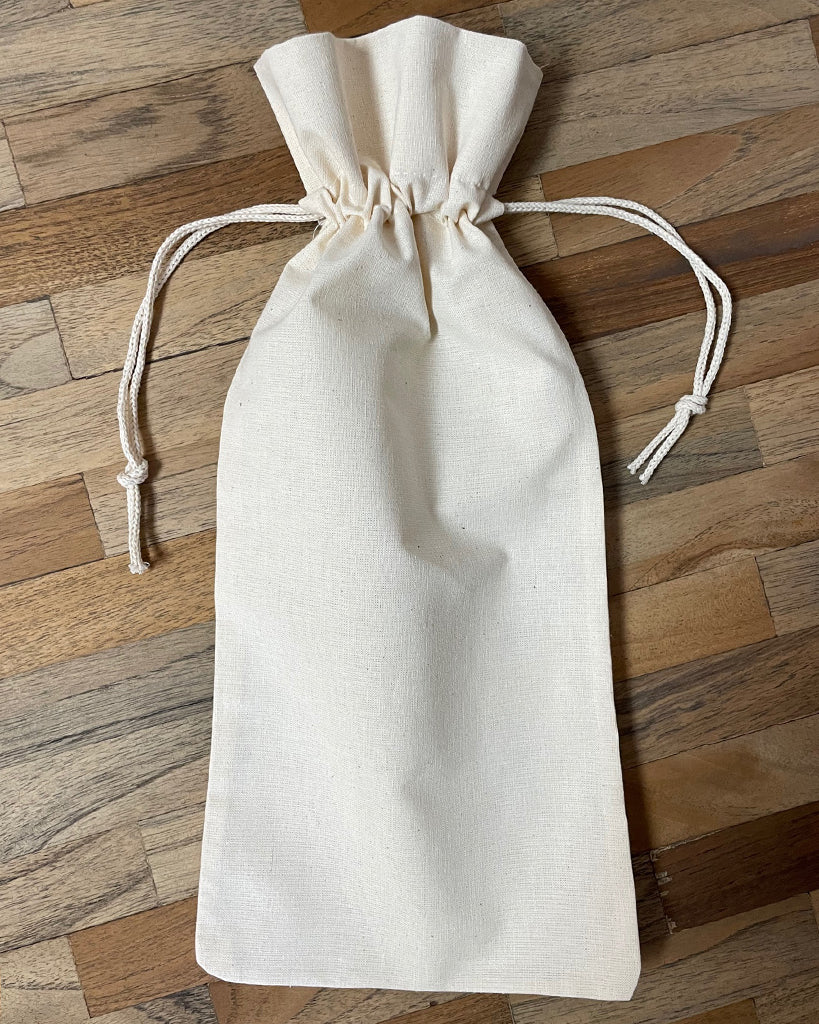 Cotton-Jute Natural Wine Bags with Drawstrings Closure - Single Bottle - By Piece