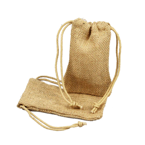 3" x 5" - Mini Burlap Bags with Jute Cord Drawstring Wedding Favor Pouches - Pack of 12