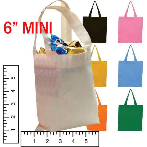 6" MINI Custom Tote Bags 100% Cotton - Personalized Gift Tote Bags