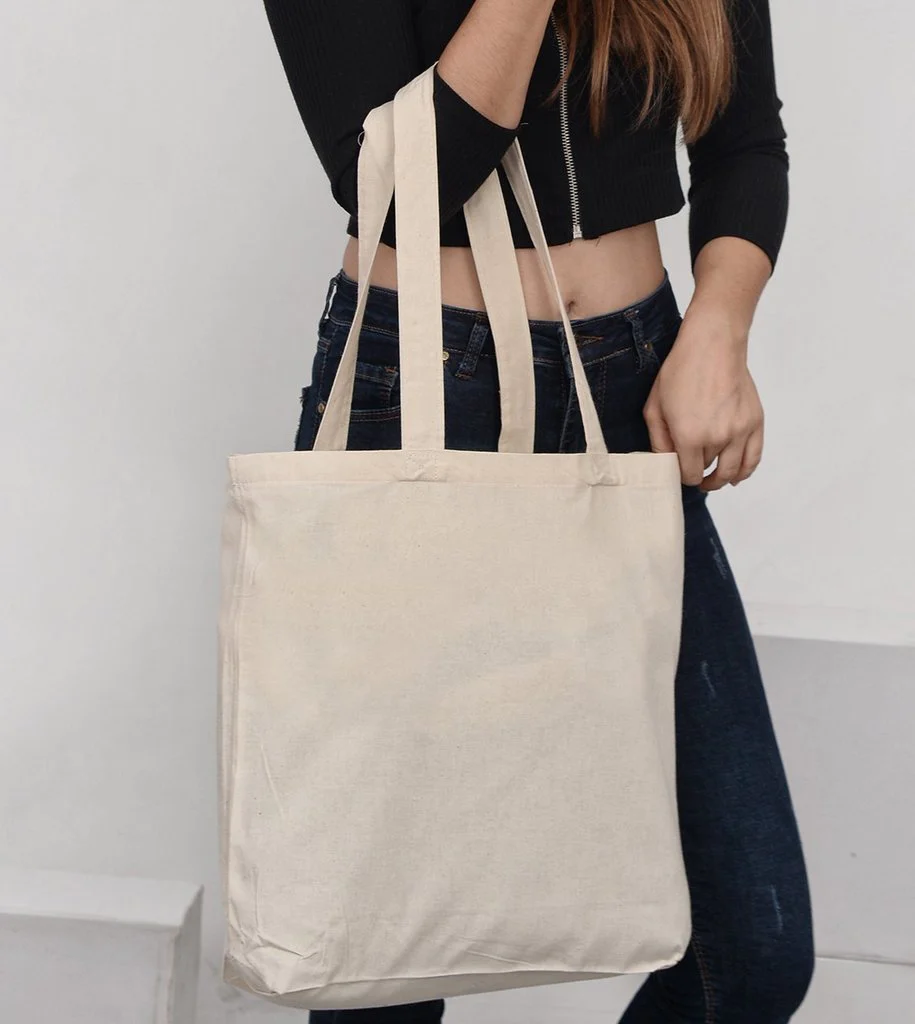 Gusseted Organic Canvas Custom Tote Bags - Organic Custom Bags w/Gusset
