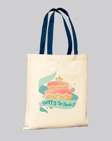Color Handle Customized Cotton Tote Bags / Promo Logo Tote Bags Two Tone