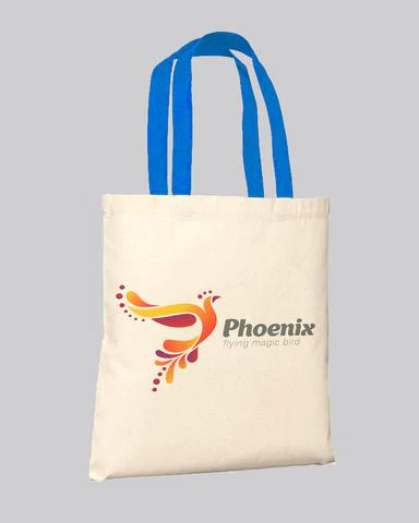 Royal/Natural Color Handle Customized Tote Bags - Promo Logo Tote Bags Two Tone