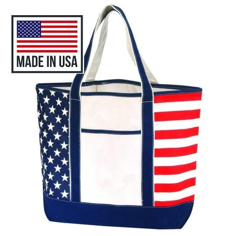 Stars and Stripes Canvas Tote Bag - Made in USA (By Piece)