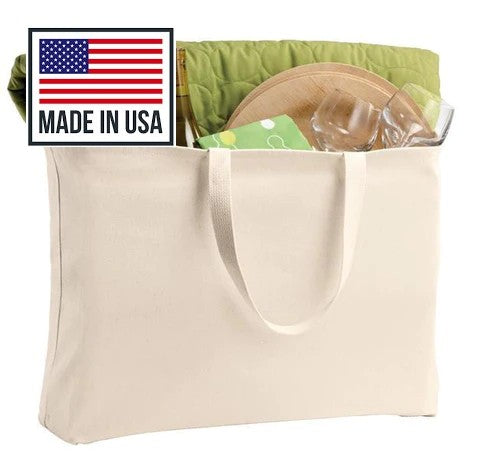 Oversized Jumbo 100% Twill Cotton Tote Bag - Made in USA