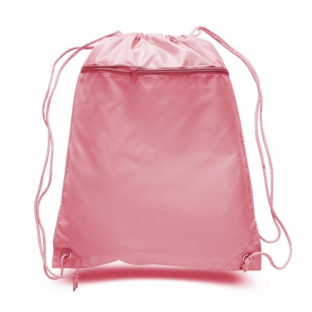 Polyester Value Drawstring Bags with Front Zippered Pocket